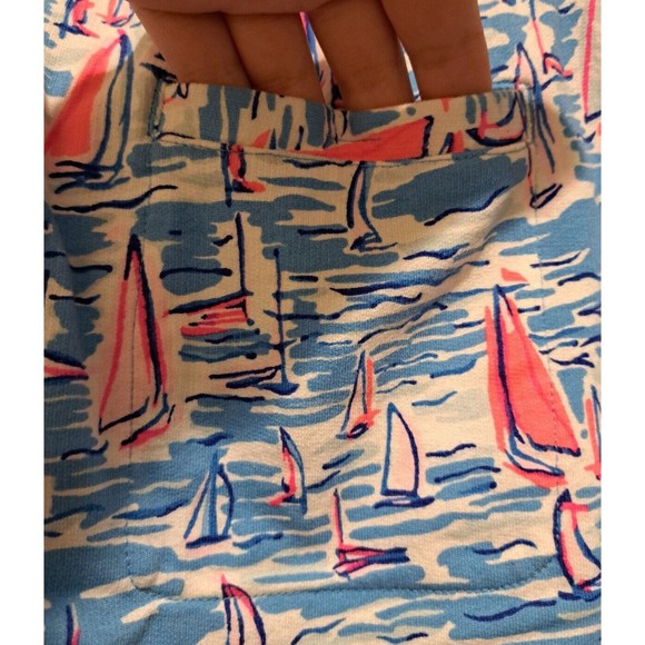 LILLY PULITZER Emora Knit Pant Small Sailboat Catamaran Blue Pink Print 008286 - Picture 4 of 14